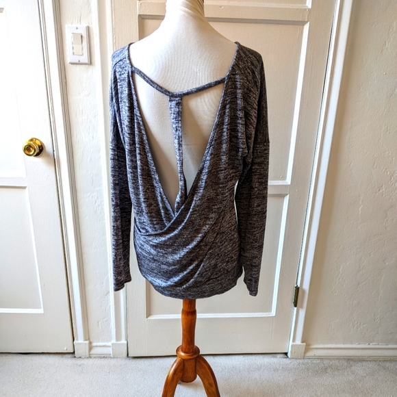 Athleta pose layered marled gray cutout backless top size medium - Picture 5 of 6